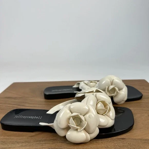 Womens Jeffrey Campbell Floralee Ivory Jelly Thong Flip Flops Sandals Size 8‎ M - Picture 4 of 8